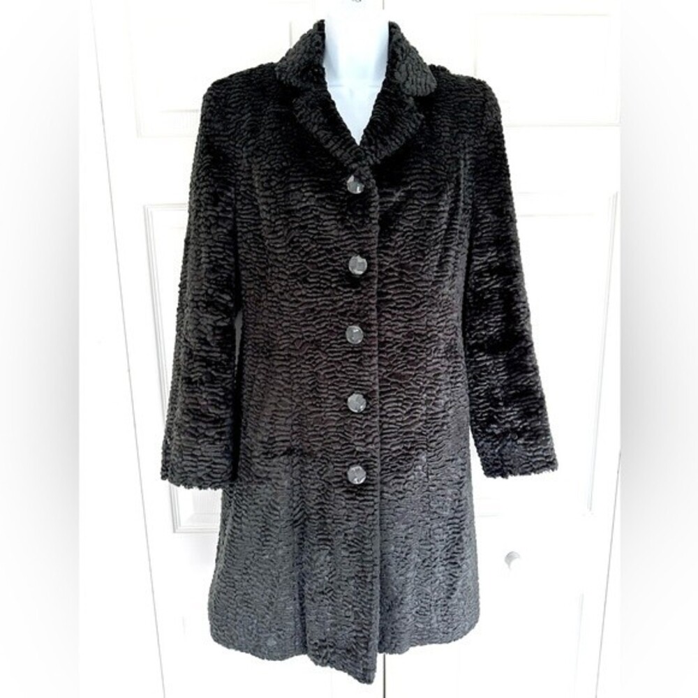 Vintage Montaza Alpaca Wool Coat Jacket Black Textured Size Medium